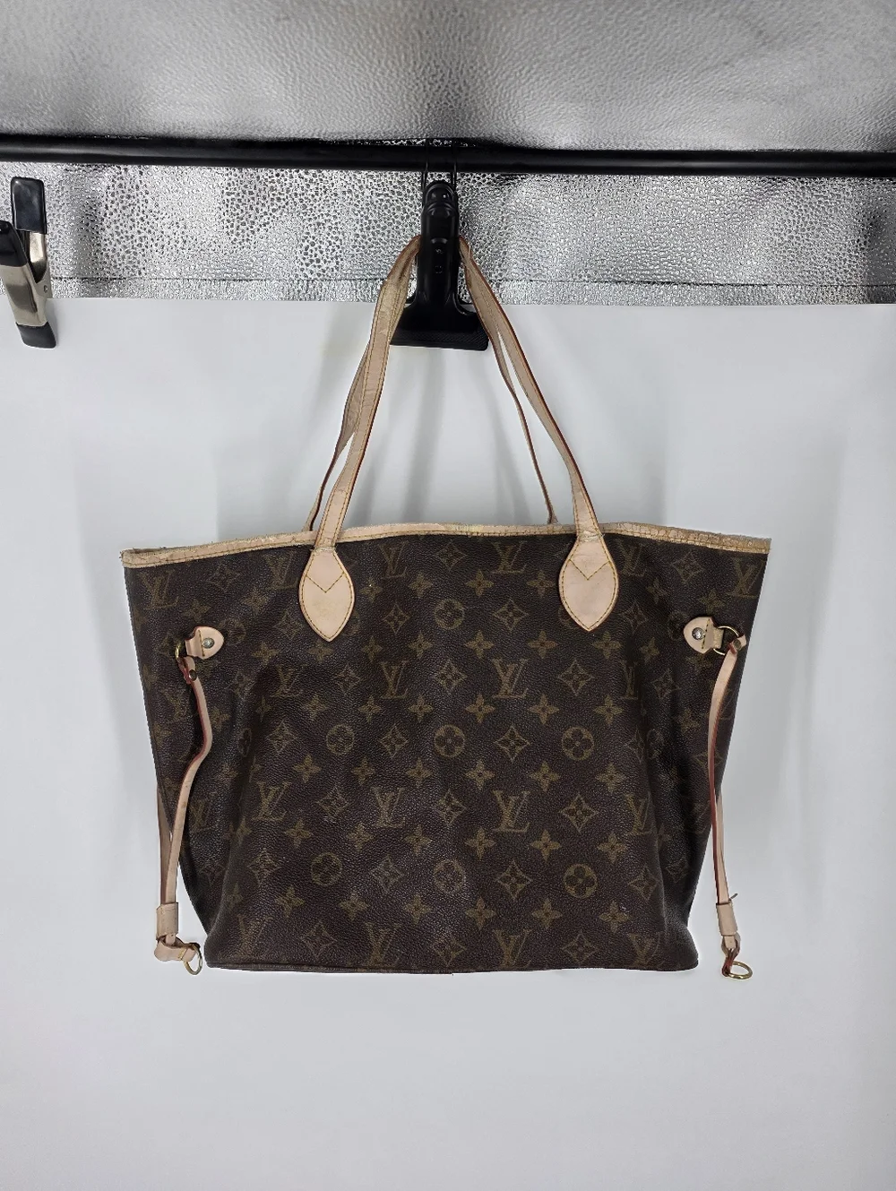 Louis Vuitton Neverfull MM Monogram Canvas Tote Bag Brown Authentic Project - Picture 6 of 6